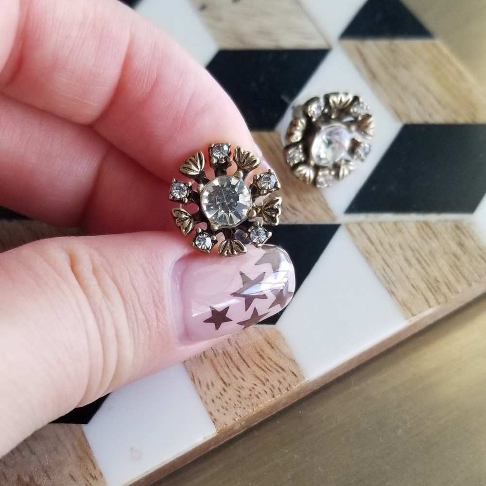 Anthropologie Antique Gold Stud Earrings